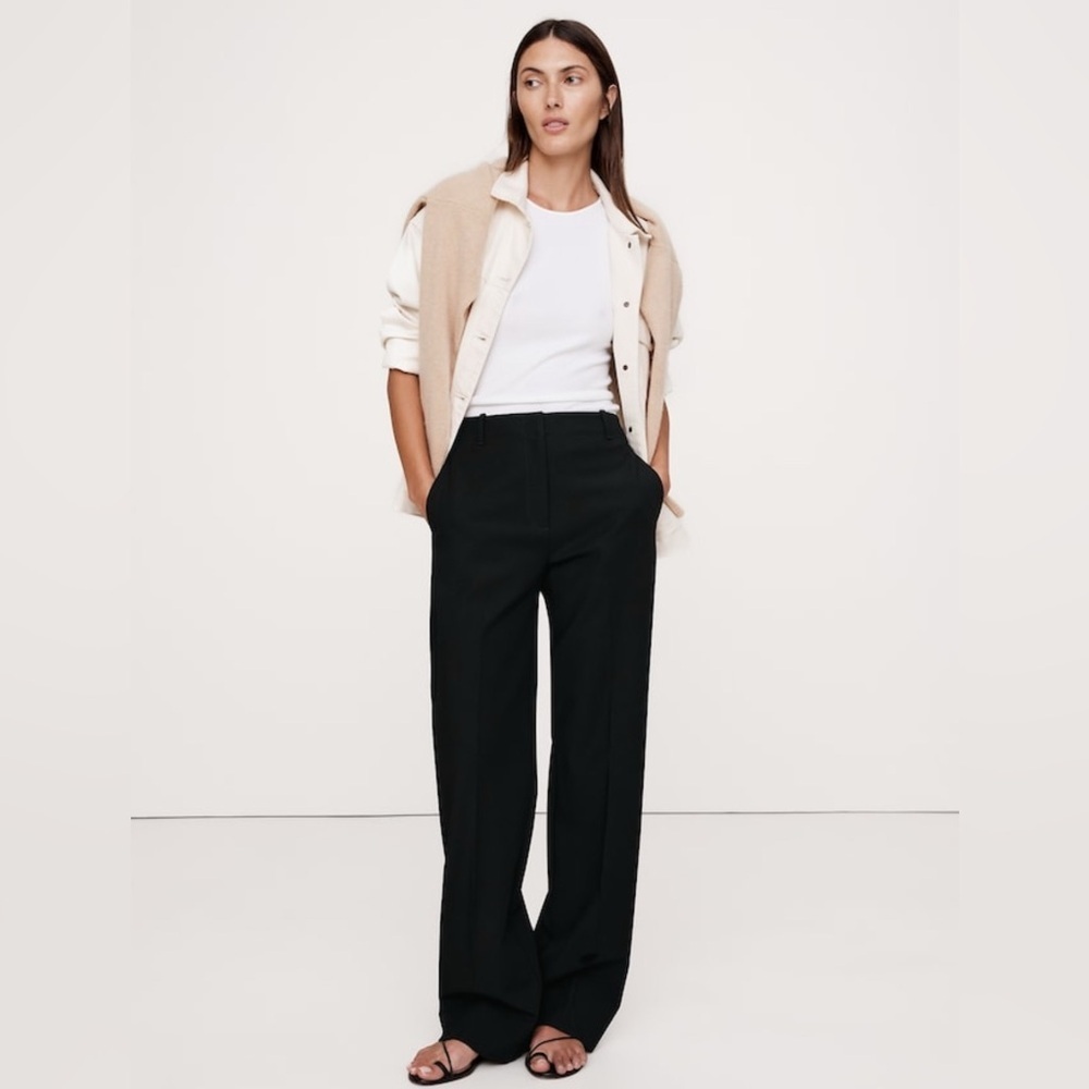 NWT Banana Republic High Rise Modern Straight Refined Black Pant Size 10/P